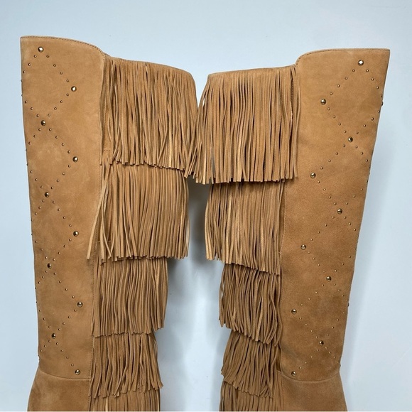 Vince Camuto Panaryaz Light Brown Suede Fringe Embellished Tall Boot 7M - Picture 8 of 15